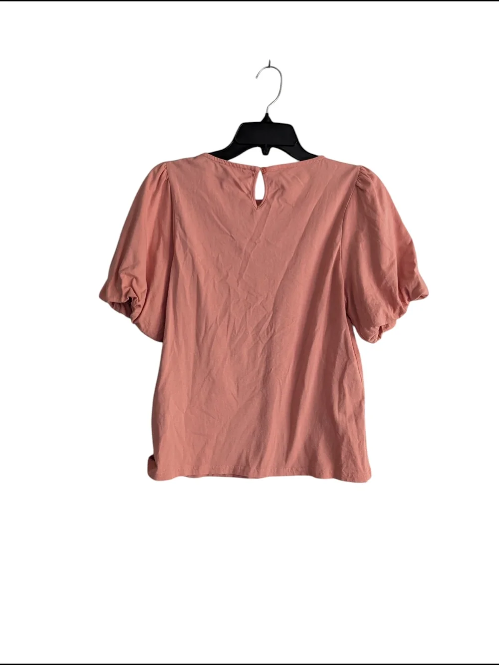 J. Crew Coral Puff Sleeve Cotton Lace-Trim T-Shirt. Sz S